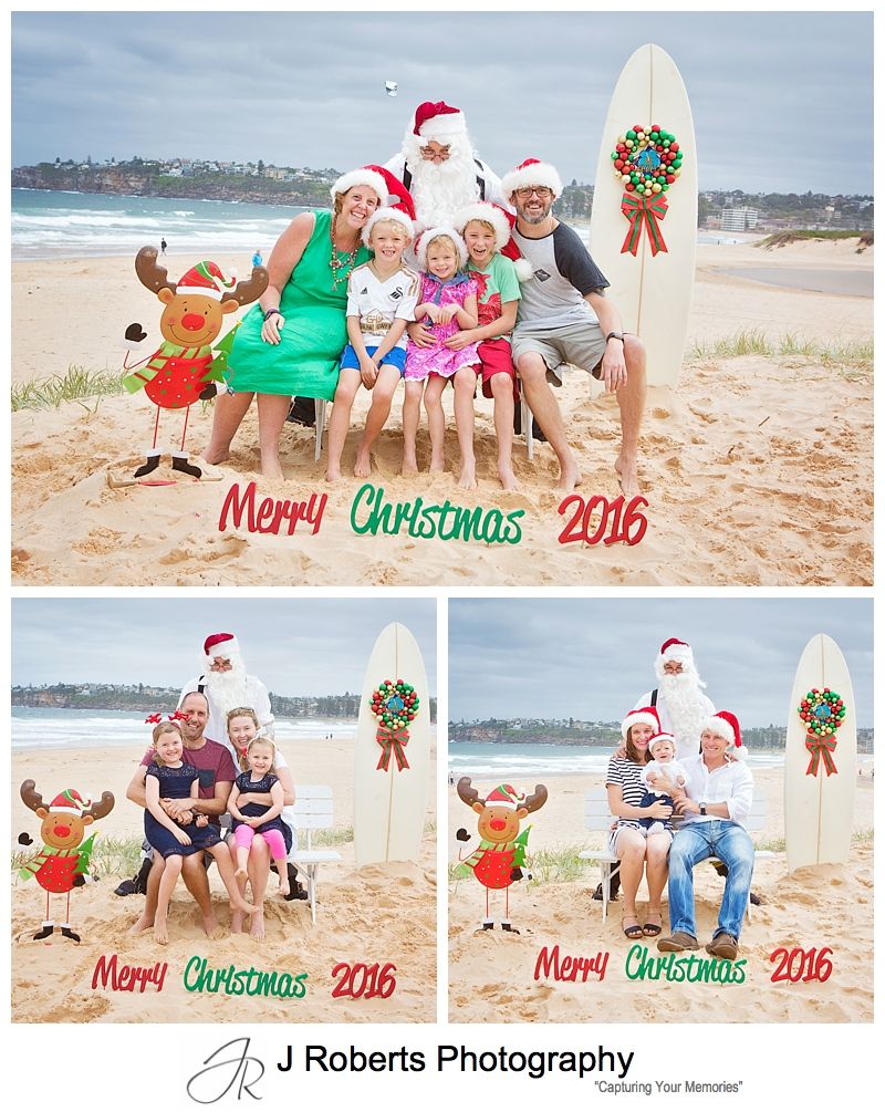 Aussie Santa Photos at Long Reef Beach Sydney December 2016 Cold and Windy but still smiling